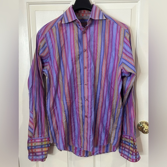 Robert Graham Men’s Medium Multicolor Stripe Button Down - Picture 1 of 10